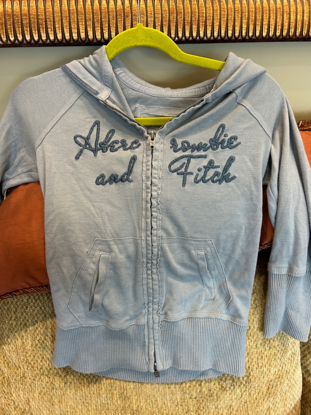 Abercrombie & Fitch Dusty Blue Zip-Front Hoodie-M